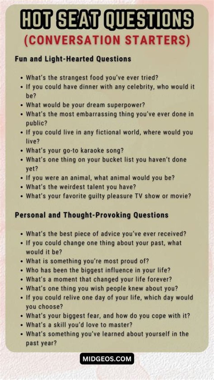 Discover The Art Of Hilarious Hot Seat Questions